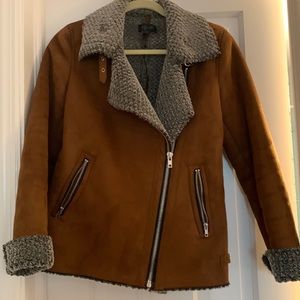 Faux suede bomber jacket